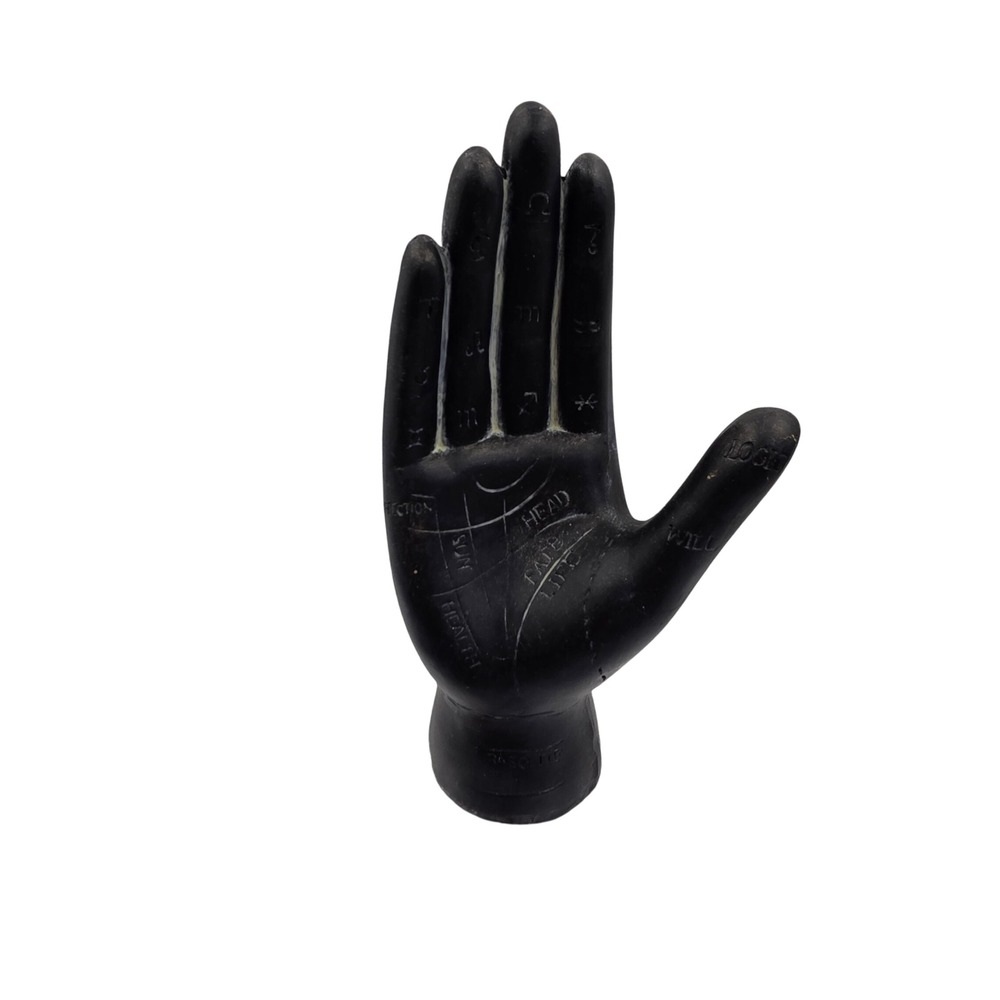 Vintage Black Palmistry Hand Statue Zodiac Astrological Palm Reading 7.5‎ O1